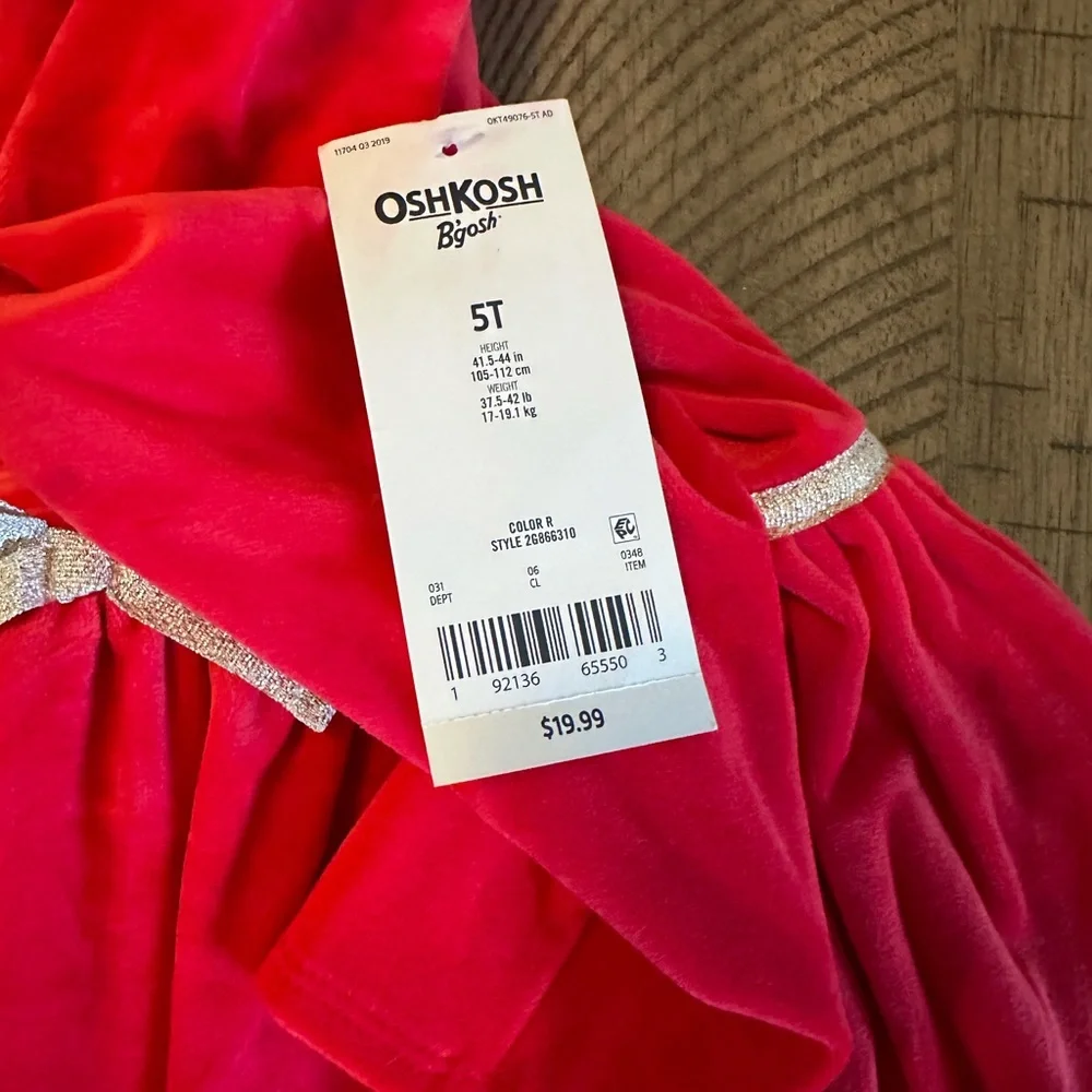 OshKosh B'gosh Pink‎ Velvet Dress with Silver Trim